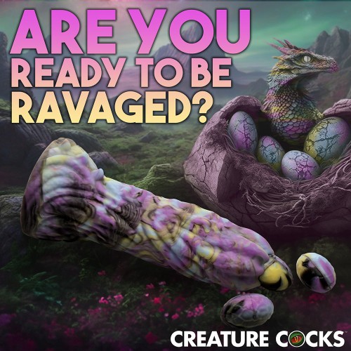 Creature Cocks Dragon Spawn Ovipositor Silicone Dildo with Eggs