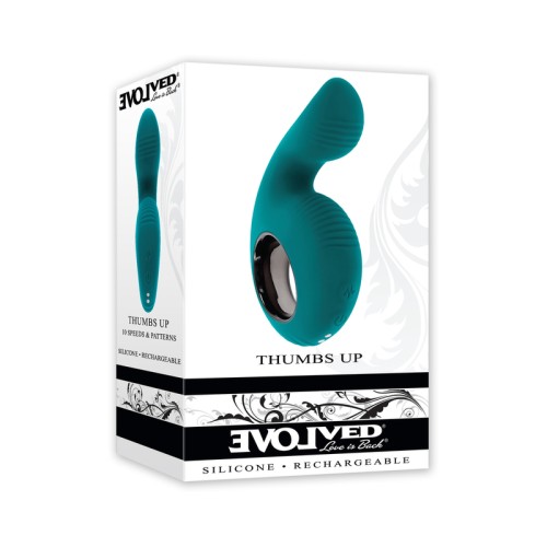 Vibrador Recargable Evolved Thumbs Up Verde Azulado