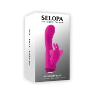 Selopa Butterfly Love Dual Stimulator Silicone Pink - Rechargeable Vibe