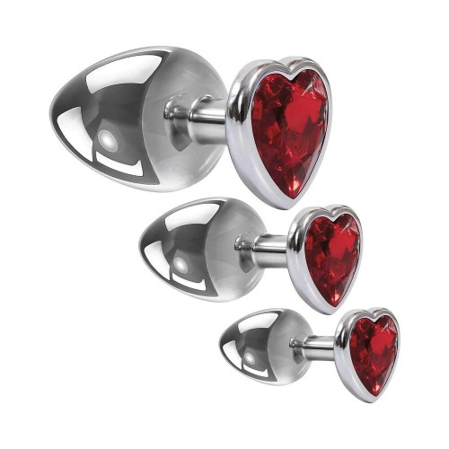 Set de Plugs Anales Tres Corazones con Joyas de Adam & Eve