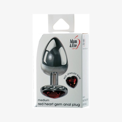 Plug Anal con Gemas Rojas de Adam & Eve Tamaño Mediano