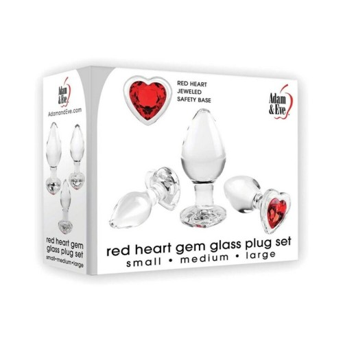 Adam & Eve Red Heart Gem Plug Set