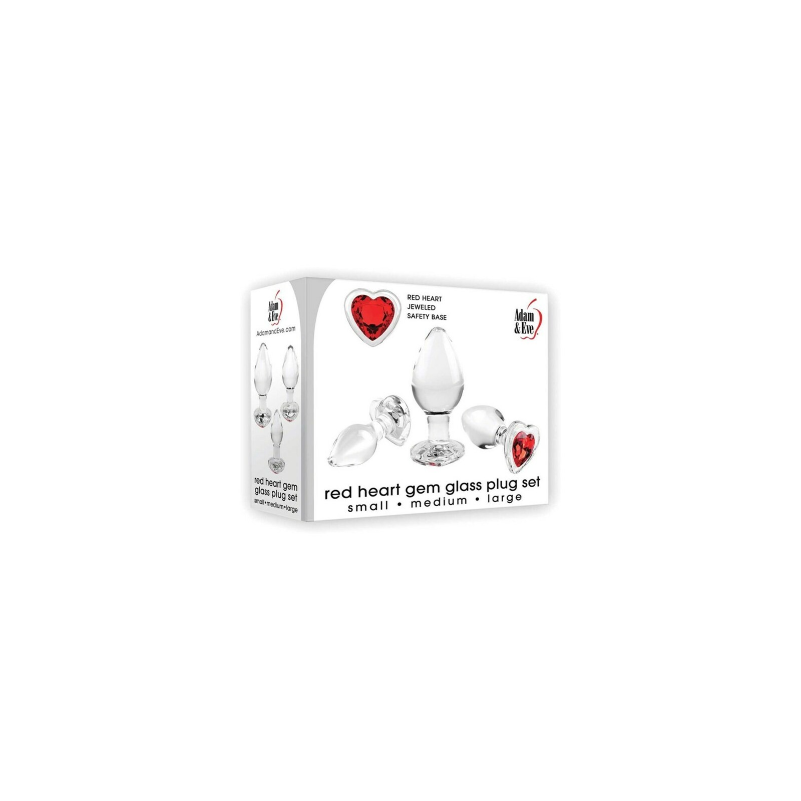 Adam & Eve Red Heart Gem Plug Set