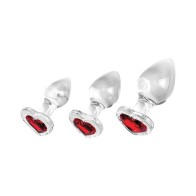 Set de Tapones de Vidrio Adam & Eve con Joya Roja