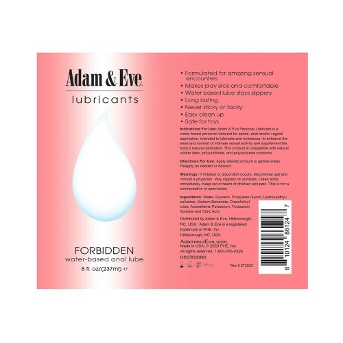 Adam & Eve Forbidden Anal Lubricant 8 oz