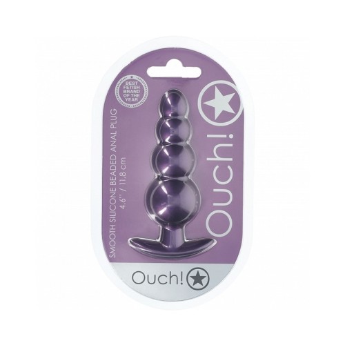 Ouch! Smooth Silicone Beaded Anal Plug | Metallic Purple