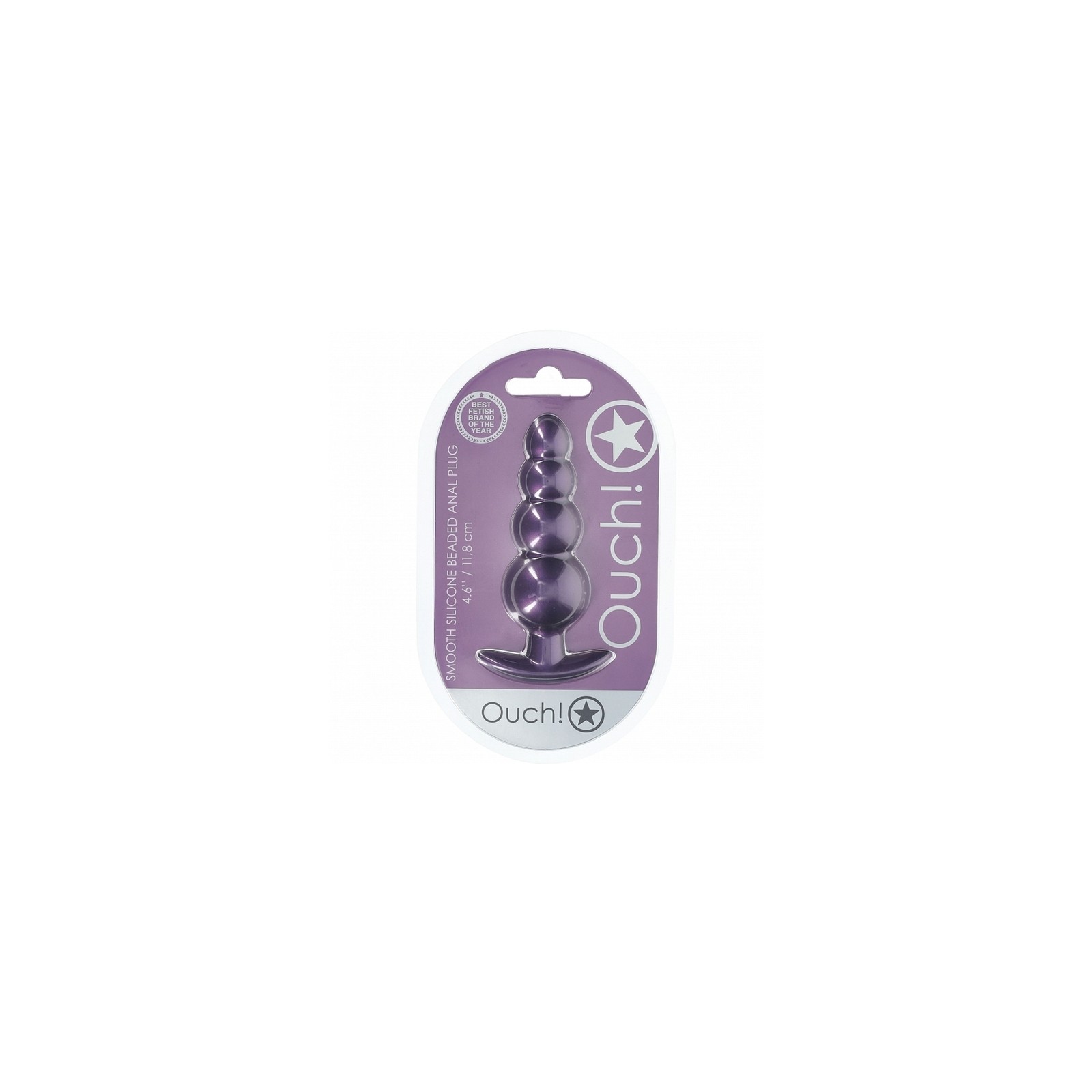 Ouch! Smooth Silicone Beaded Anal Plug | Metallic Purple