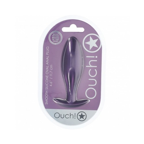 Ouch! Smooth Silicone Oval Anal Plug 4.6 in. - Metallic Purple