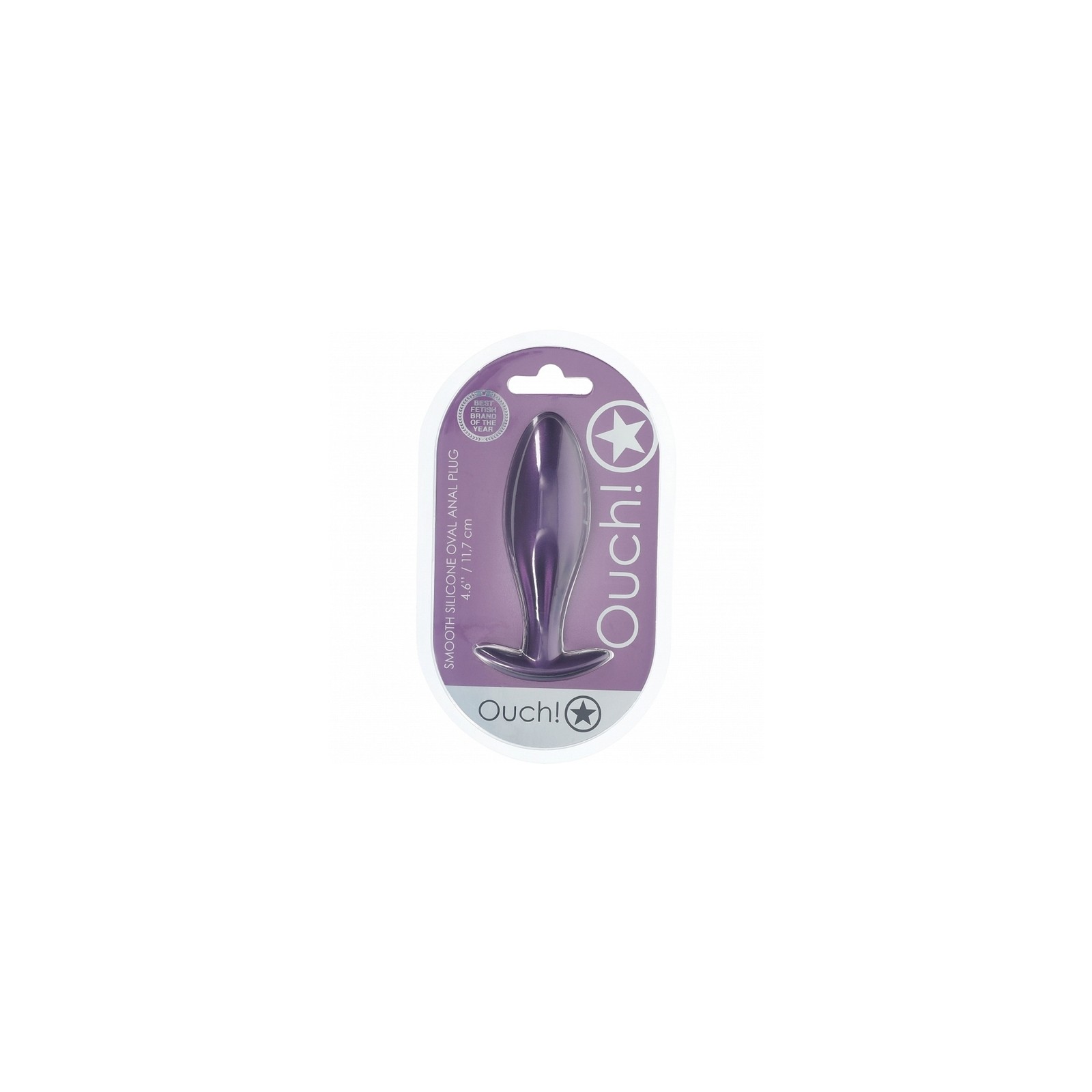 Ouch! Smooth Silicone Oval Anal Plug 4.6 in. - Metallic Purple