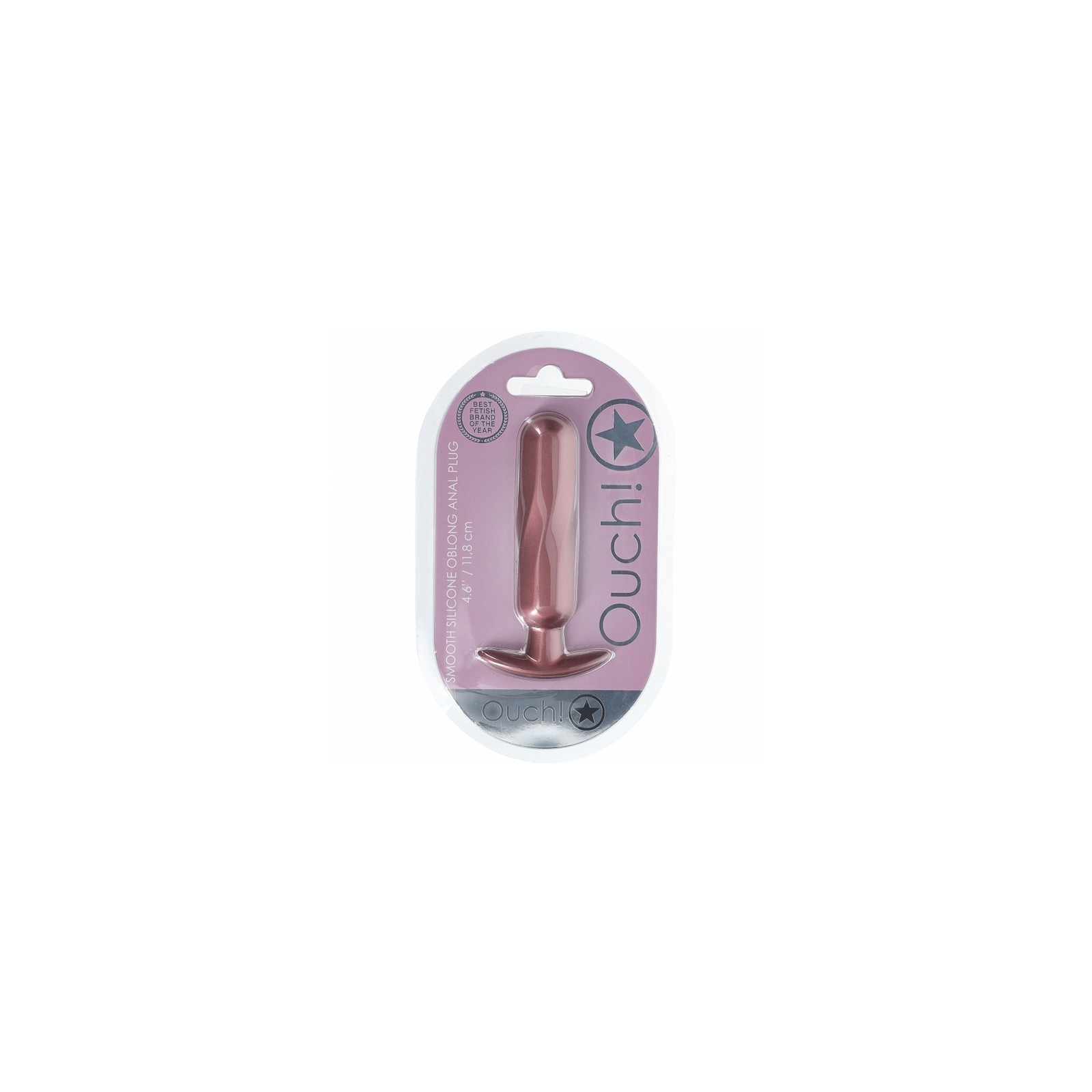 Ouch! Smooth Silicone Oblong Anal Plug Rose Gold 4.6 in.