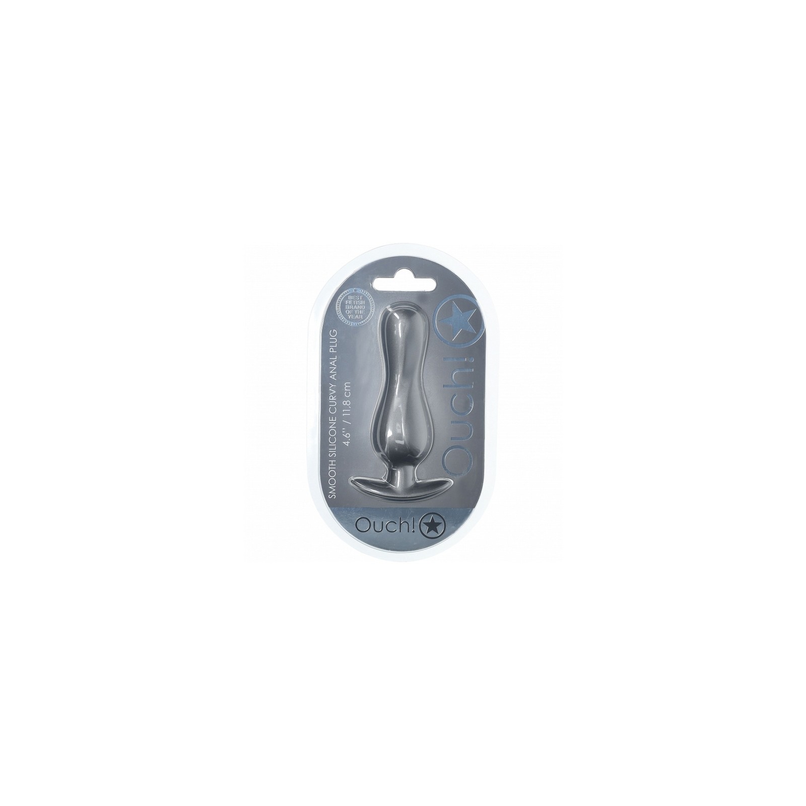 Ouch! Smooth Silicone Curvy Anal Plug 4.6 in. Gun Metal