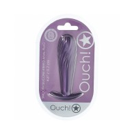 Ouch! Smooth Silicone Ribbed Anal Plug 4.6 in. Metallic Purple