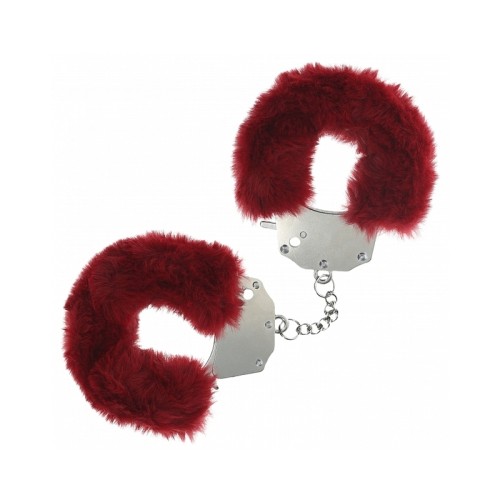 Ouch! Heavy-Duty Fluffy Handcuffs Burgundy - Thrilling Restraint