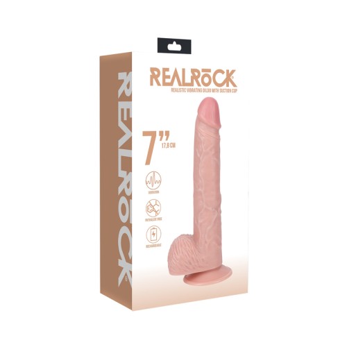 Pene Vibrante de 7 in. con Testículos Regular Recto RealRock Beige