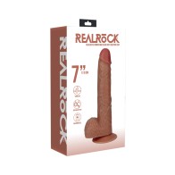 Pene Vibrador RealRock de 7 Pulgadas con Testículos Color Bronceado