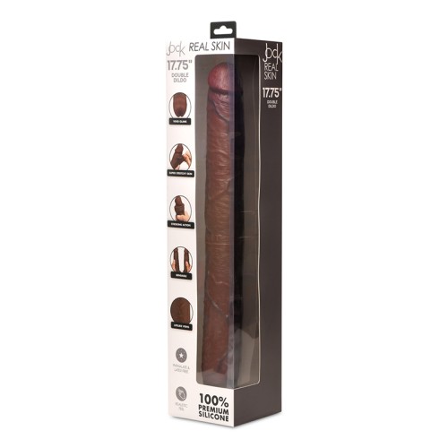 Dildo Doble JOCK de 17.75 in. de Piel Real Oscuro