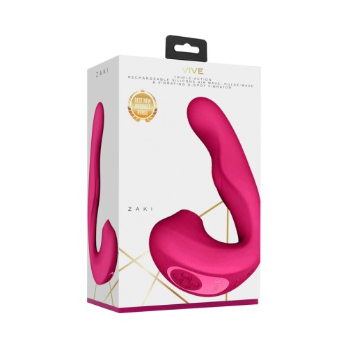 Vibrador de Olas Pulsantes VIVE ZAKI Rosa Recargable de Silicona