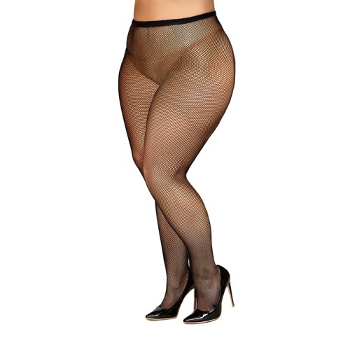 Dreamgirl Basic Fishnet Pantyhose Black Queen Size