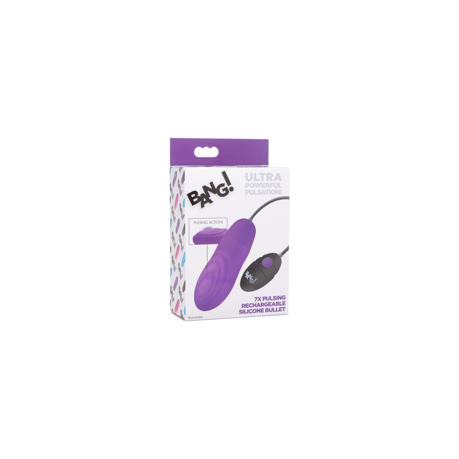 BANG! 7X Pulsing Rechargeable Silicone Bullet Purple