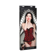 Conjunto de Corset de Encaje Rojo y Tanga para Seducción