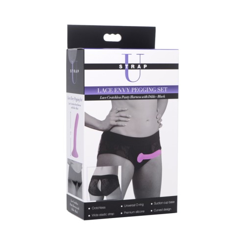 Set de Pegging Lace Envy de Strap U para parejas aventureras