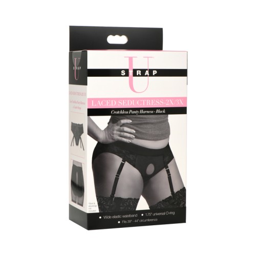 Strap U Laced Seductress Crotchless Panty Harness 2XL/3XL - Seductive Wear