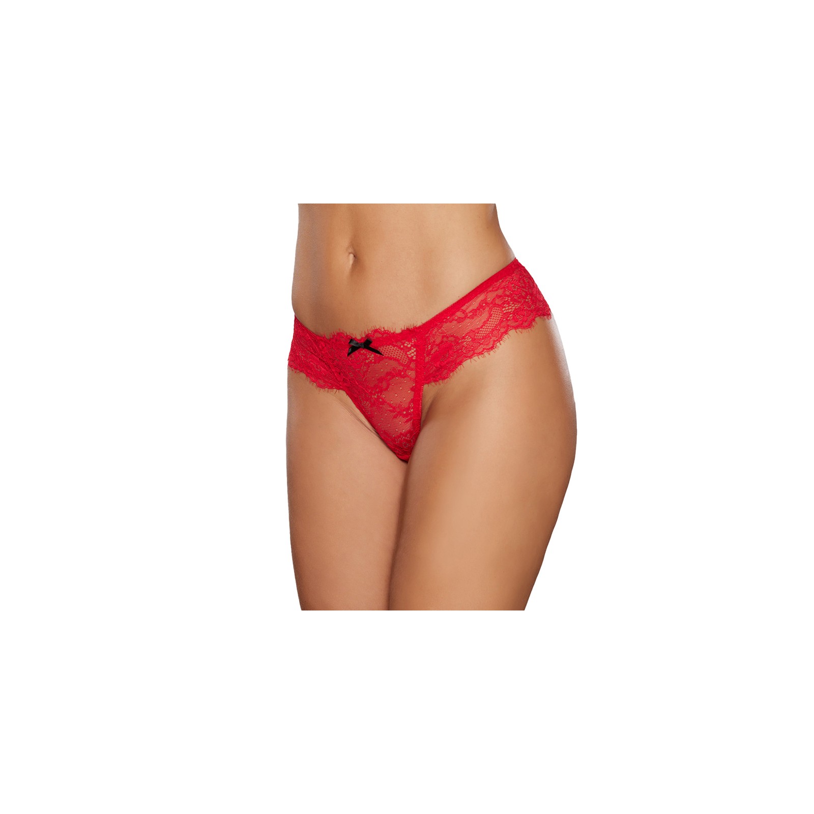 Allure Tanga de Cinta de Encaje Ancha Roja