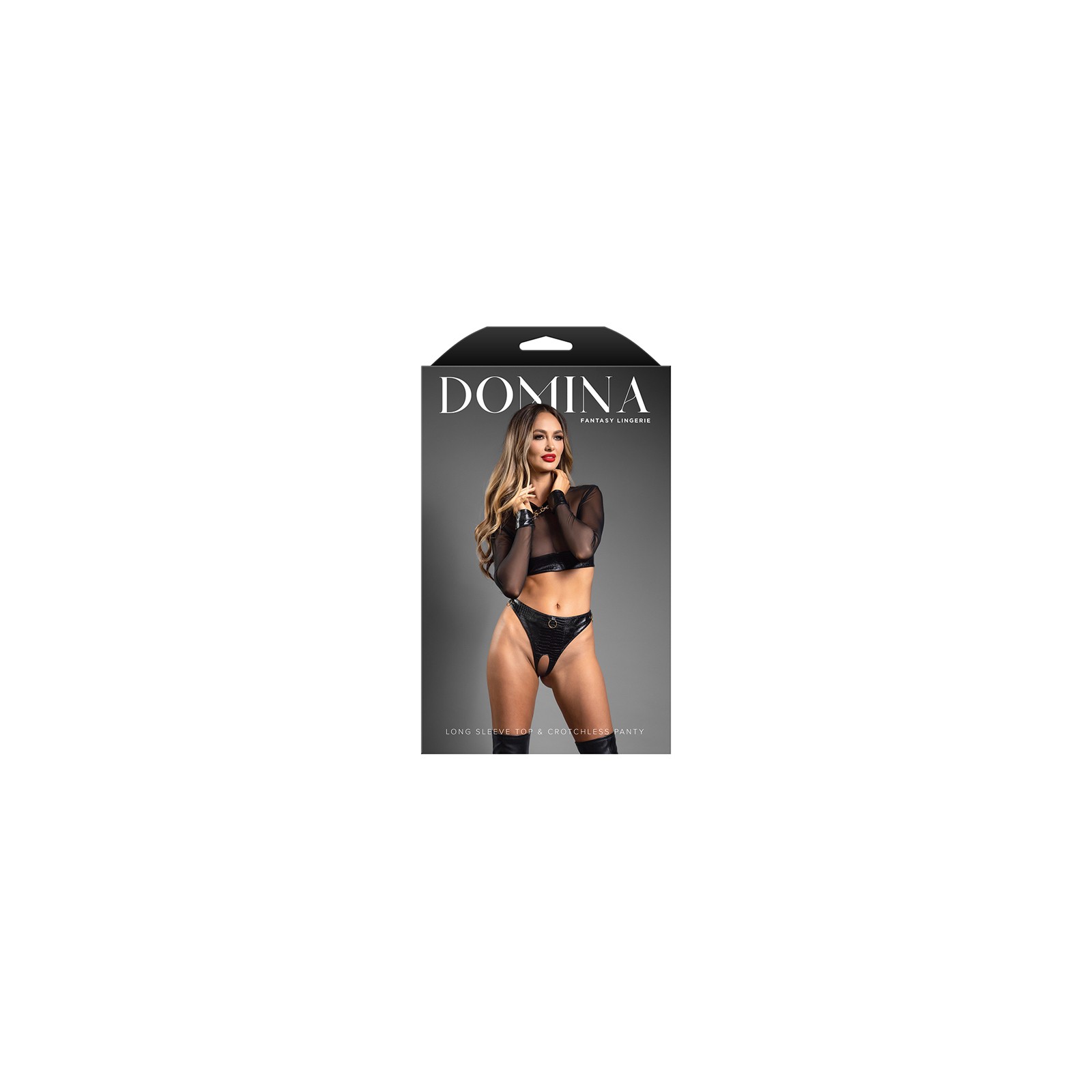 Top de Cuero Sintético y Tanga Crotchless Domina de Fantasy Lingerie M/L