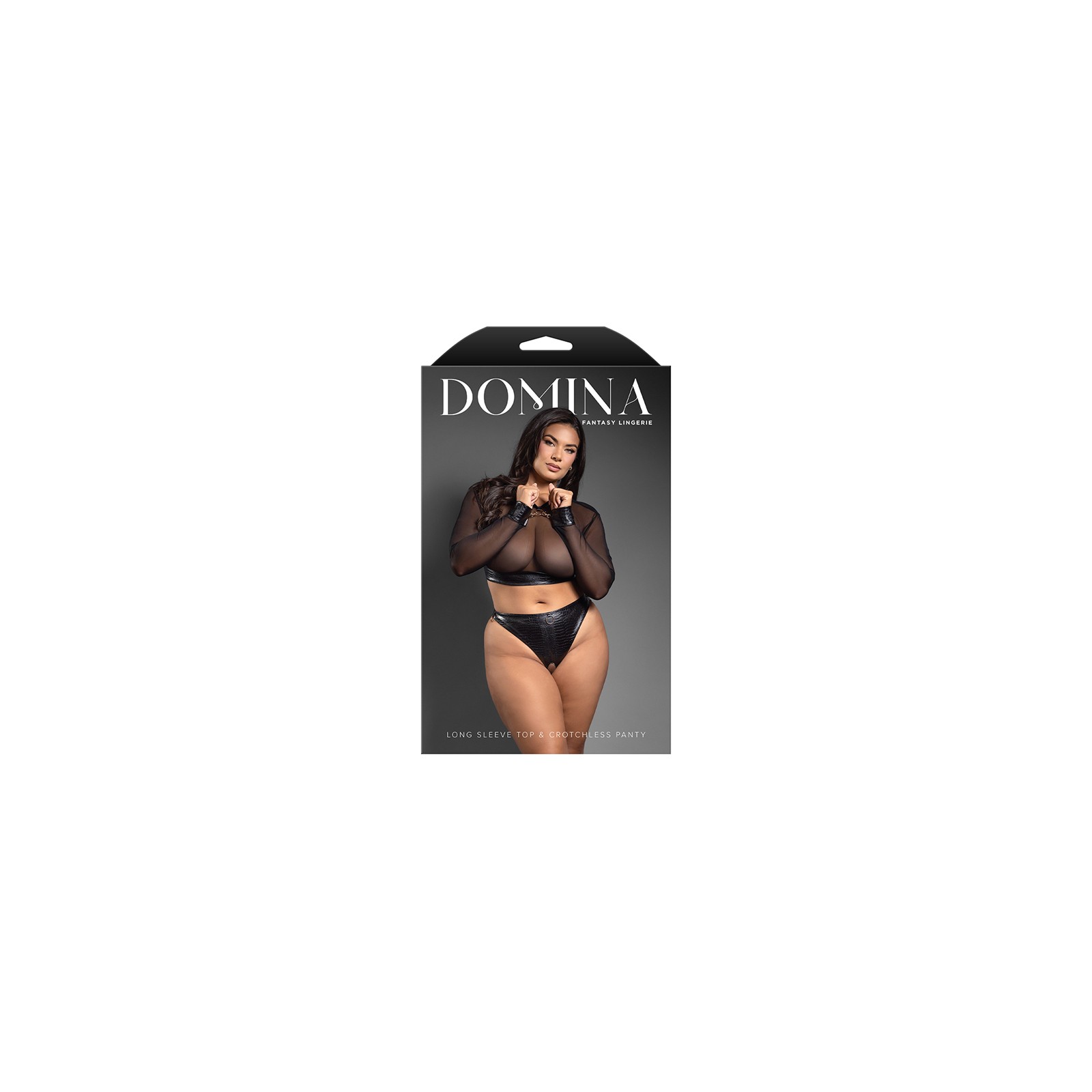 Fantasy Lingerie Domina Faux Leather Mesh Set