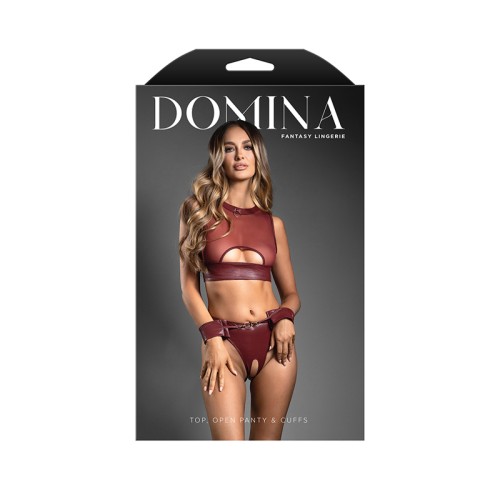 Fantasy Lingerie Domina Faux Leather Top with Crotchless Panty