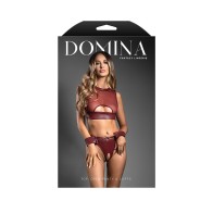 Fantasy Lingerie Domina Faux Leather Set with Handcuffs L/XL