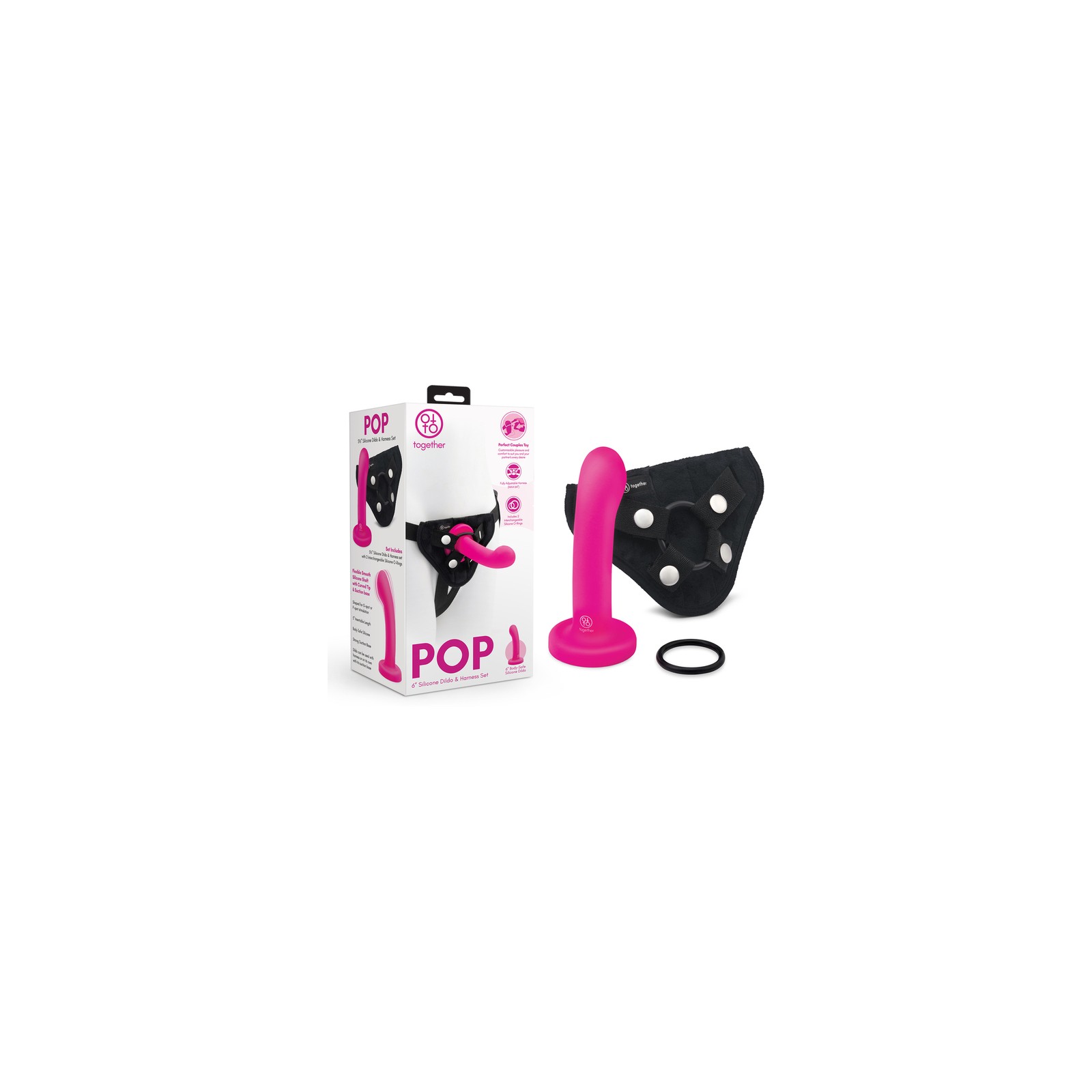 Together Pop 5in Silicone Dildo & Harness Set - Complete Kit