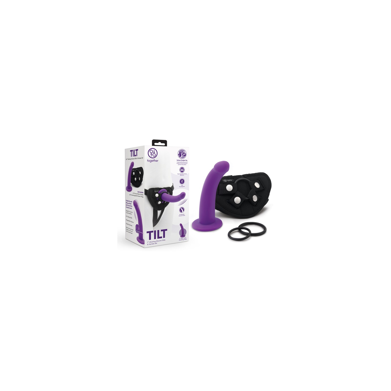 Together Vibes TILT Vibrating Dildo & Harness Set