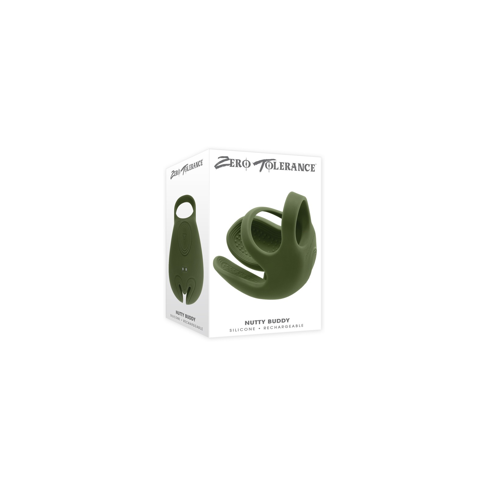 Zero Tolerance Nutty Buddy Rechargeable Cock Ring Stimulator Silicone Green