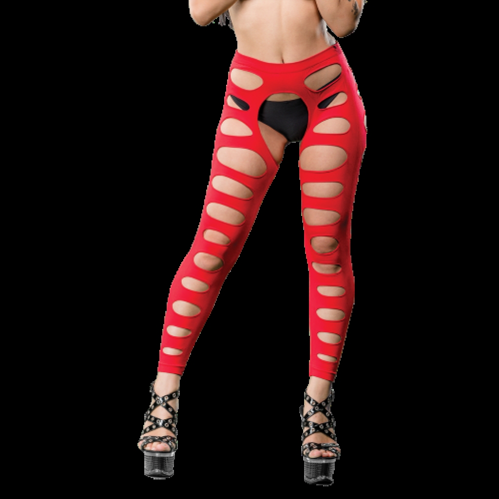 Naughty Girl Sexy Leggings Variegated Hole Red O/S - Bodystockings, Pantyhose & Garters