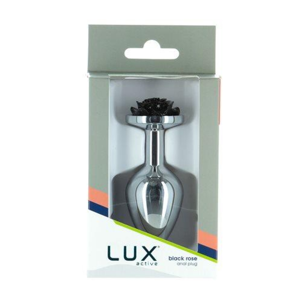 Lux Active Black Rose 3.5in Metal Butt Plug Medium - Anal Plugs