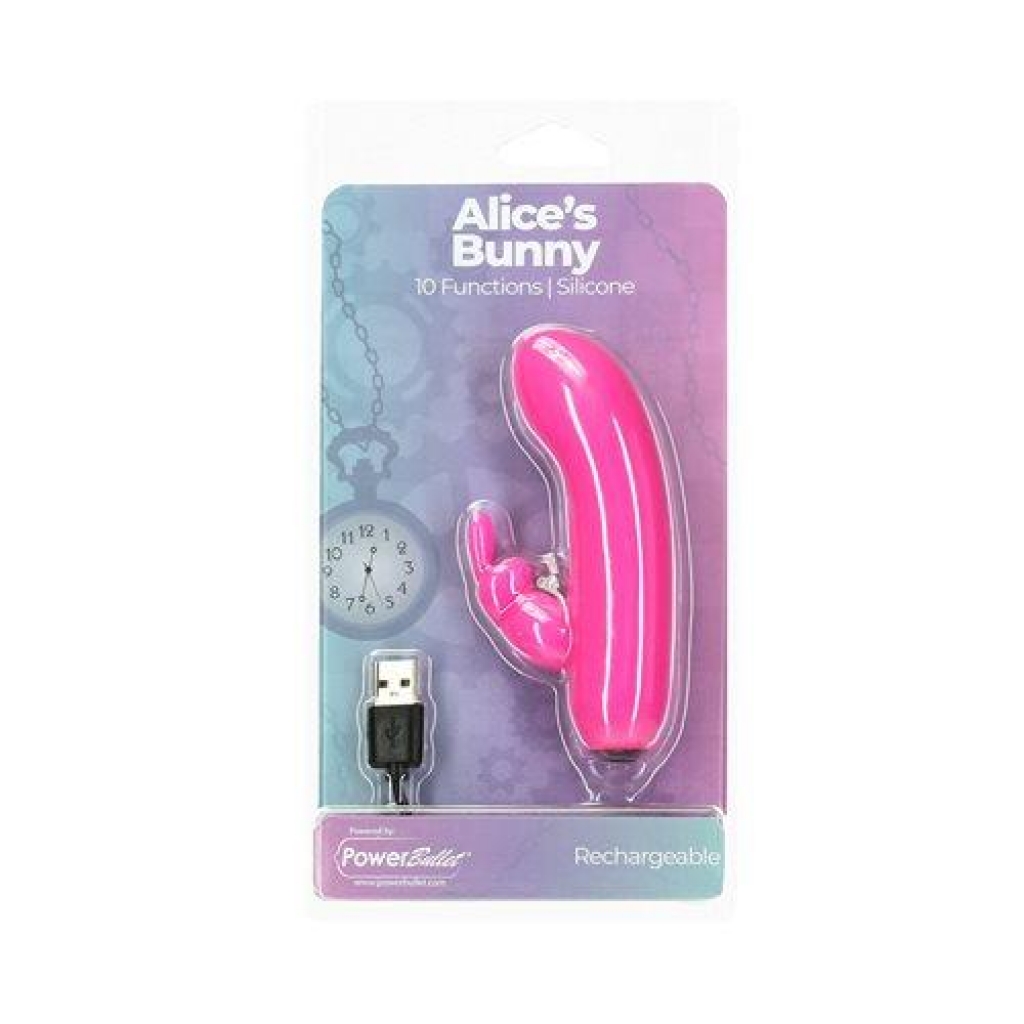 Power Bullet Alices Bunny 4in 10 Function Bullet Pink - Bullet Vibrators