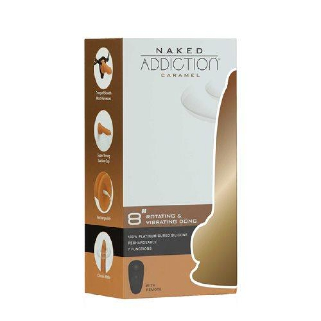 Naked Addiction 8-Inch Rotating & Vibrating Dong - Caramel