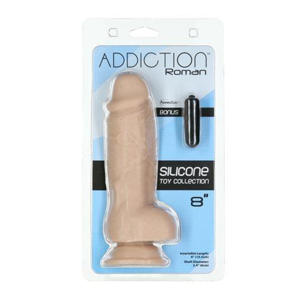 Addiction 100% Roman 8in Silicone Collection Beige - Realistic Dildos & Dongs