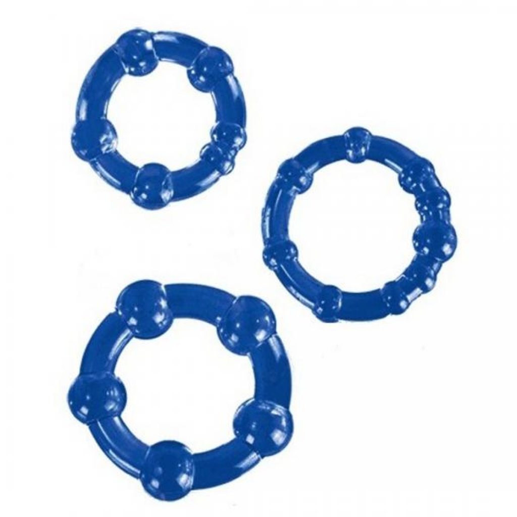 Beaded C Rings 3 Pieces Blue - Cock Ring Trios