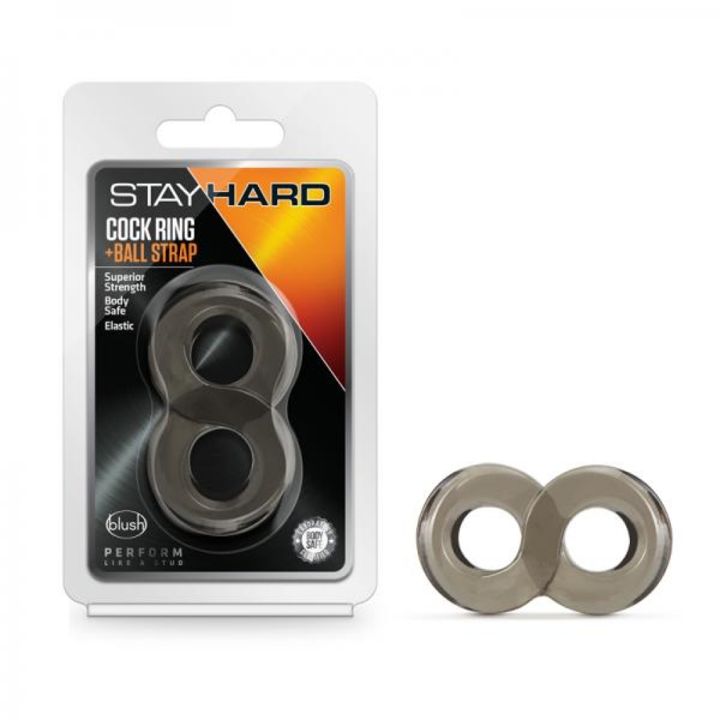 Stay Hard Cock Ring & Ball Strap Black - Couples Vibrating Penis Rings