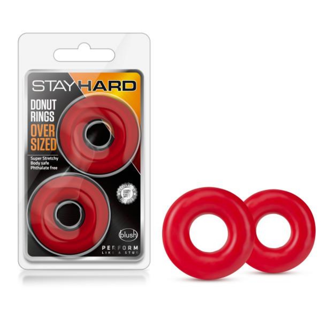 Stay Hard Donut Rings Red Oversized - Classic Penis Rings