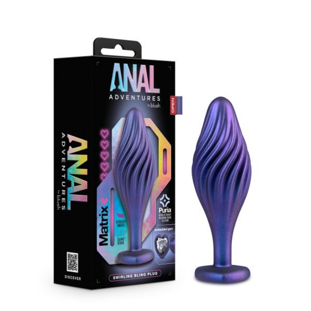 Anal Adventures Matrix Swirl Bling Plug Sapphire - Anal Plugs