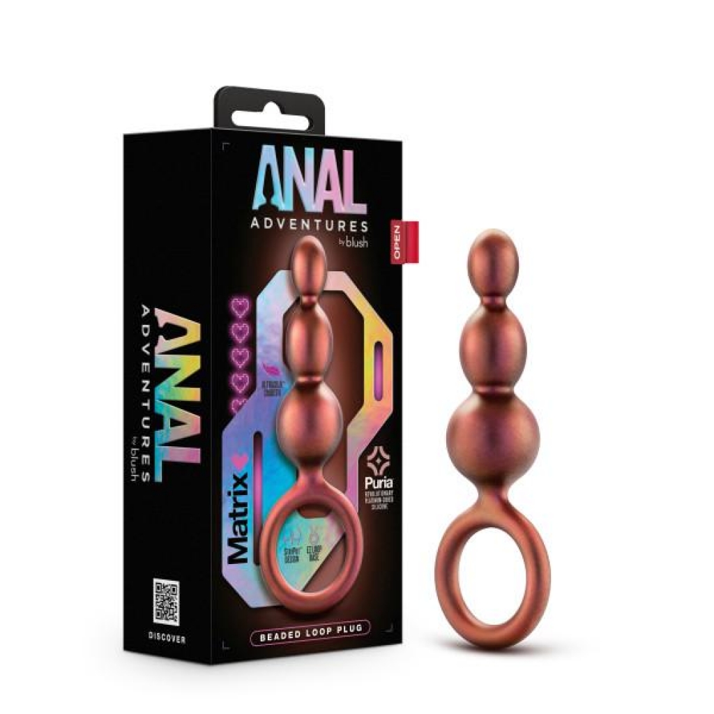 Anal Adventures Matrix Beaded Loop Plug Copper - Anal Beads