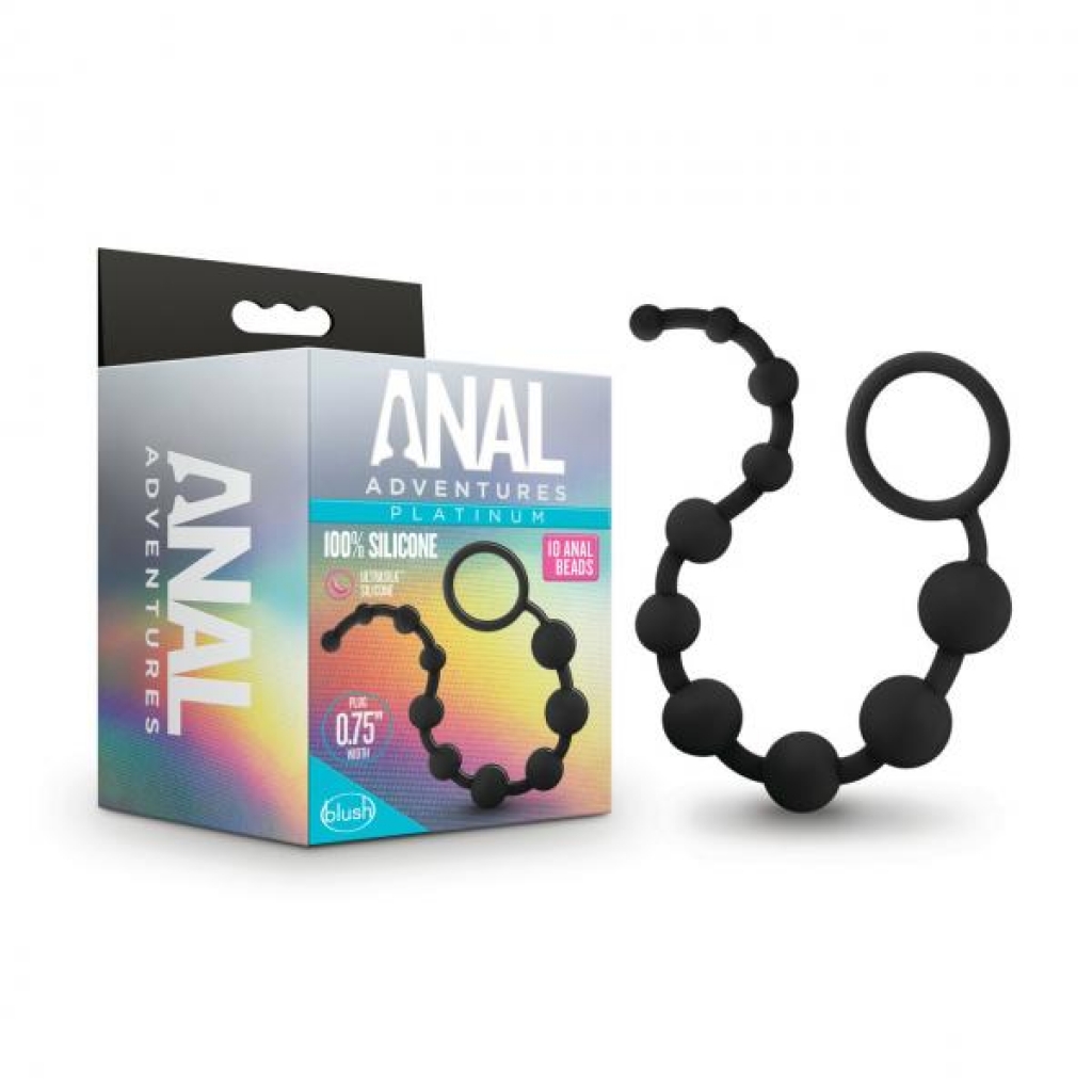 Anal Adventures Platinum Silicone 10 Anal Beads Black - Anal Beads