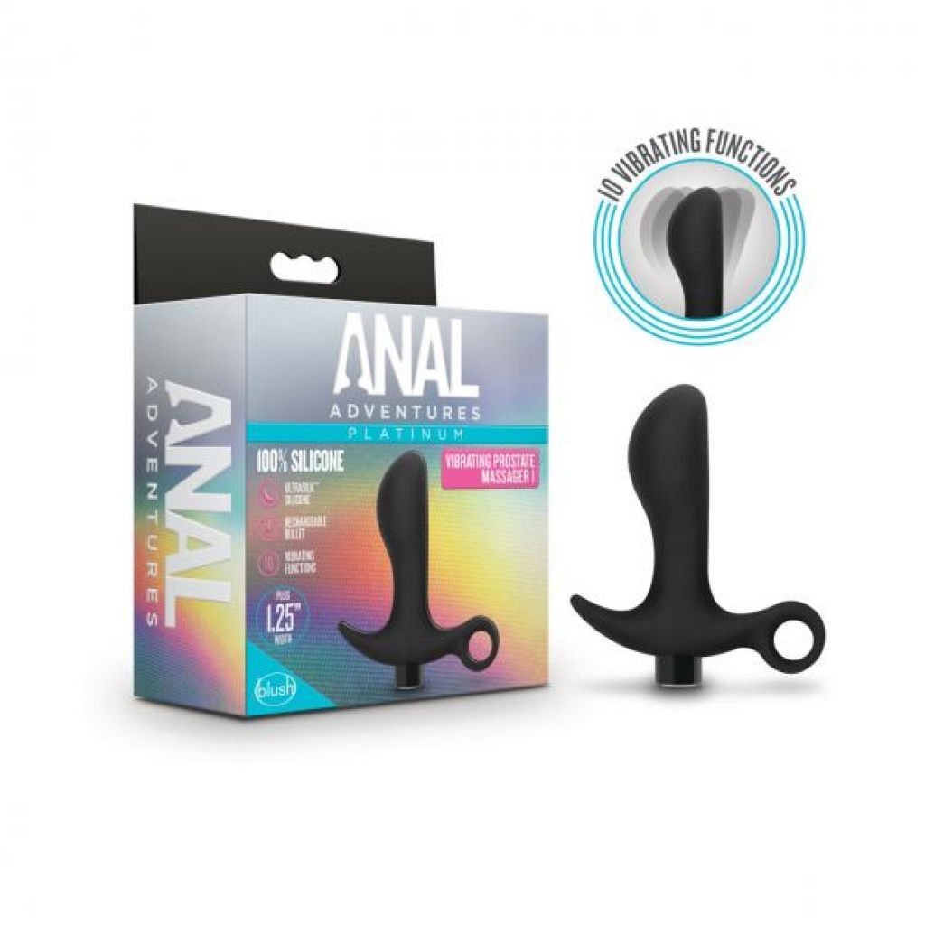 Anal Adventures Platinum Silicone Vibrating Prostate Massager - Black