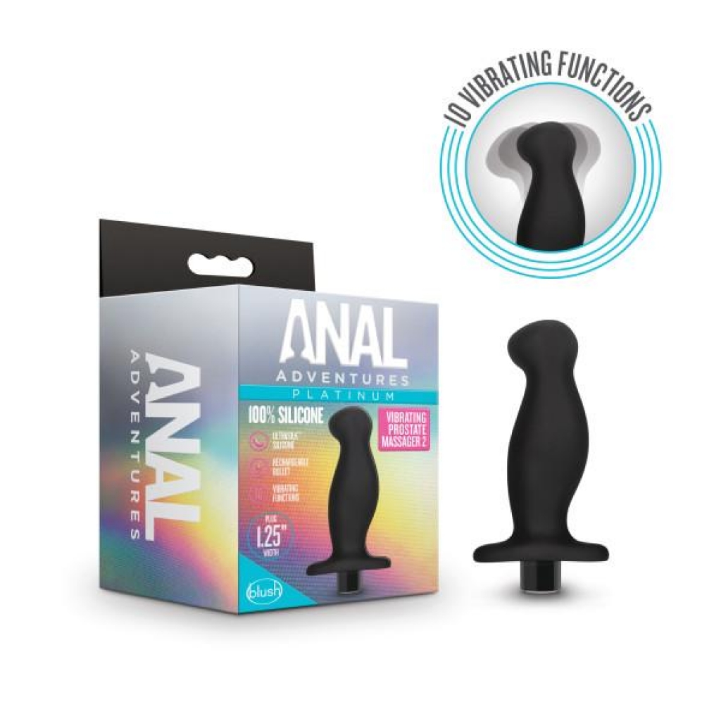 Anal Adventures Platinum Silicone Vibrating Prostate Massager 02 Black - Prostate Toys