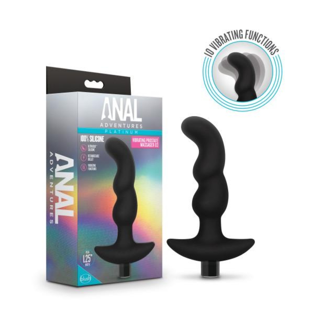 Anal Adventures Platinum Silicone Vibrating Prostate Massager 03 Black - Prostate Toys