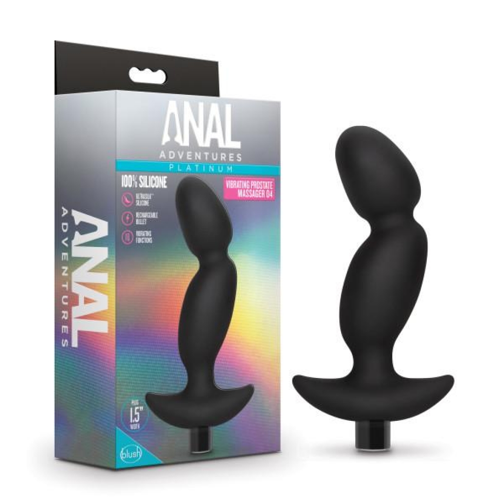Anal Adventures Platinum Silicone Vibrating Prostate Massager 04 Black - Prostate Toys