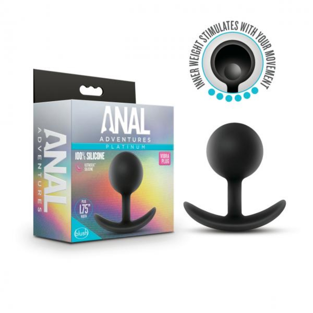 Anal Adventures Platinum Silicone Vibra Plug Black - Anal Plugs